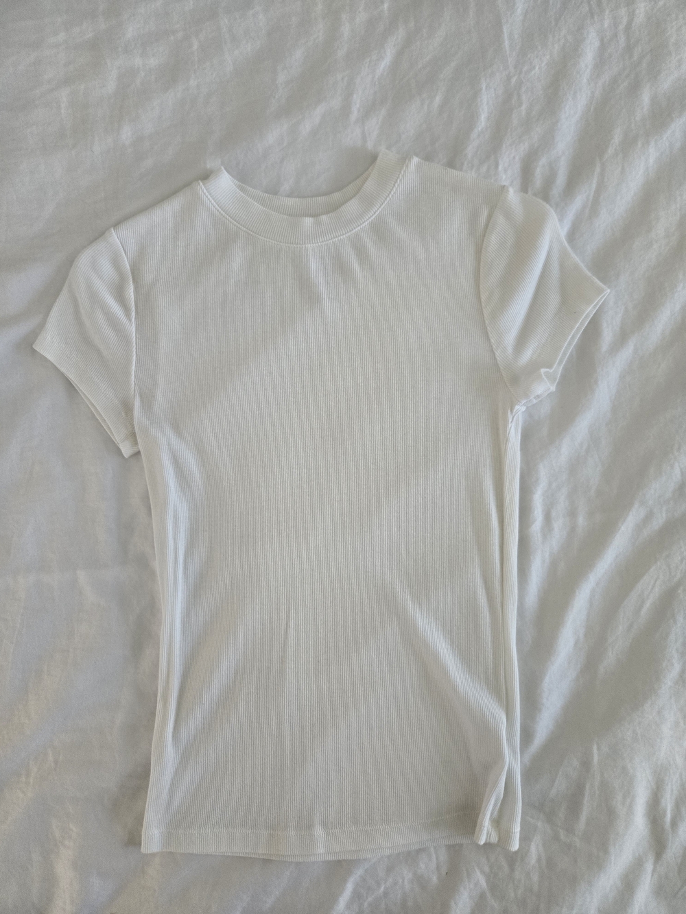 a new day White Short Sleeve Ribbed Crew Tee